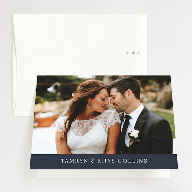 "Waltz" - Folded Wedding Thank You Cards in Nightfall by Jula Paper Co. - Front