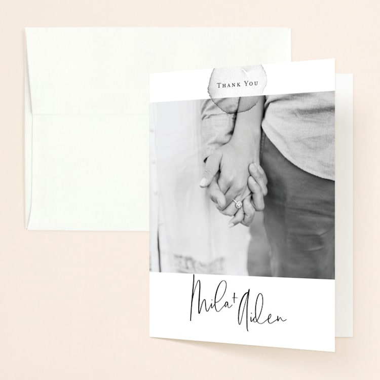 "Moxie" - Folded Wedding Thank You Cards in Ink by Design Lotus - Front