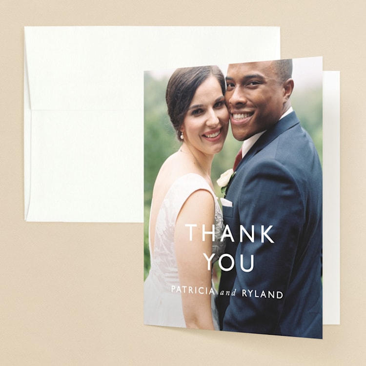 "Ordered Grace" - Folded Wedding Thank You Cards in Snow by That Girl Press - Front