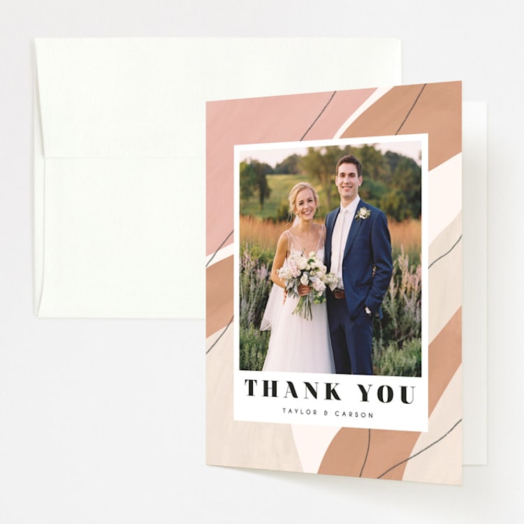 "Formation" - Folded Wedding Thank You Cards in Terracota by Olivia Goree - Front