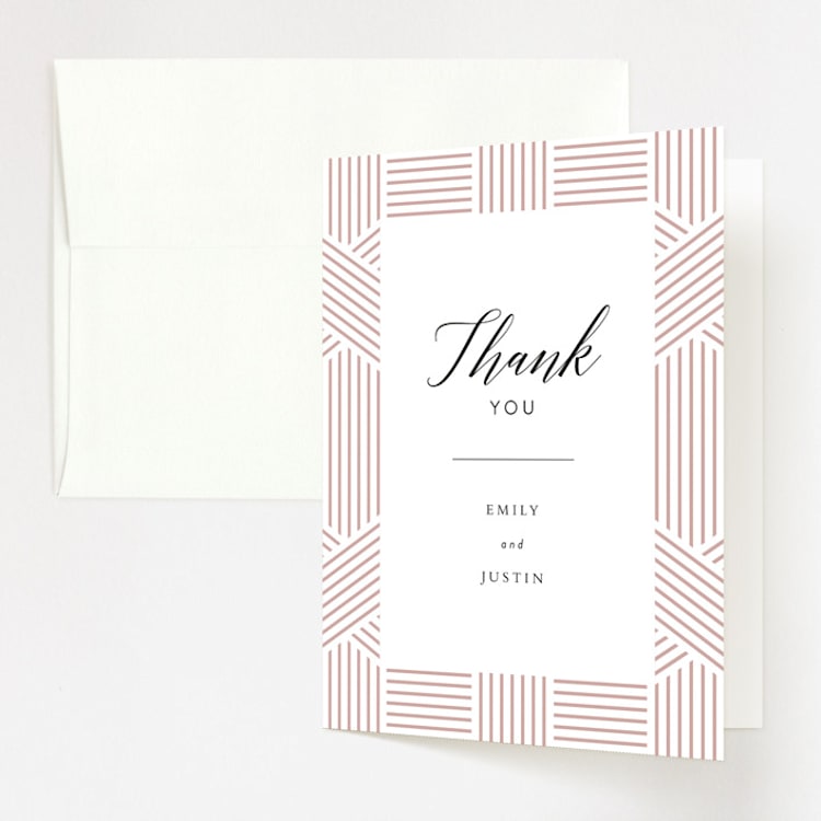 "Tara" - Folded Wedding Thank You Cards in Blush by Kampai Designs - Front