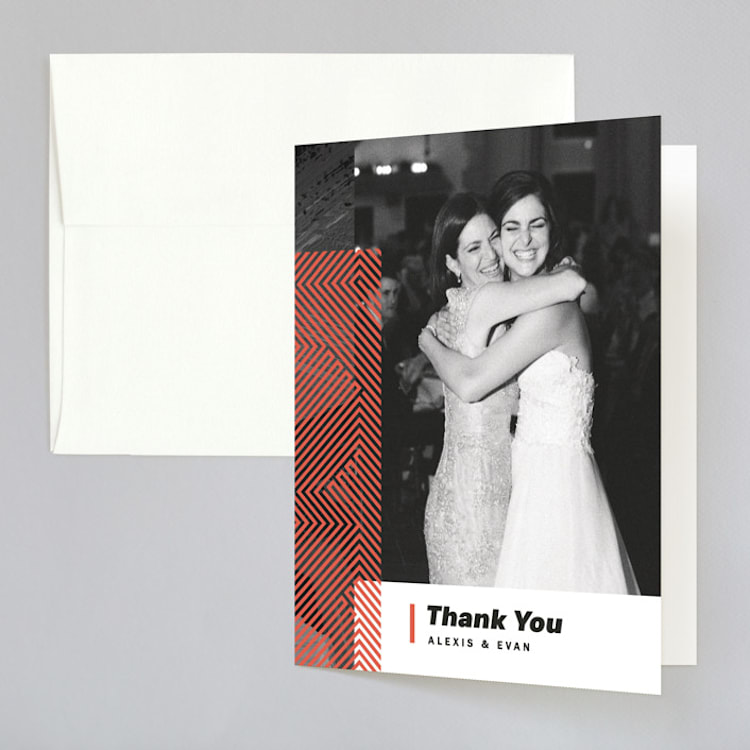 "Alexis" - Folded Wedding Thank You Cards in Coral by Calee A.H. Cecconi - Front