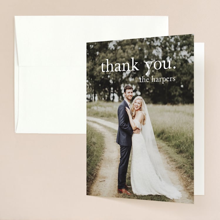 "Catherine" - Folded Wedding Thank You Cards in Natural by Studio Griffin - Front