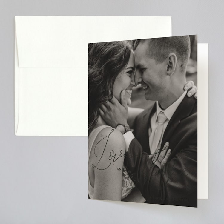 "Bare" - Folded Wedding Thank You Cards in Cloud by Kelly Nasuta - Front