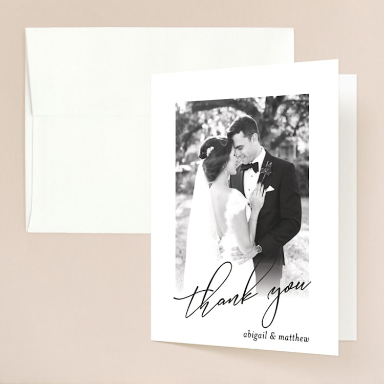 "Why Knot" - Folded Wedding Thank You Cards in Ebony by Karen Glenn - Front