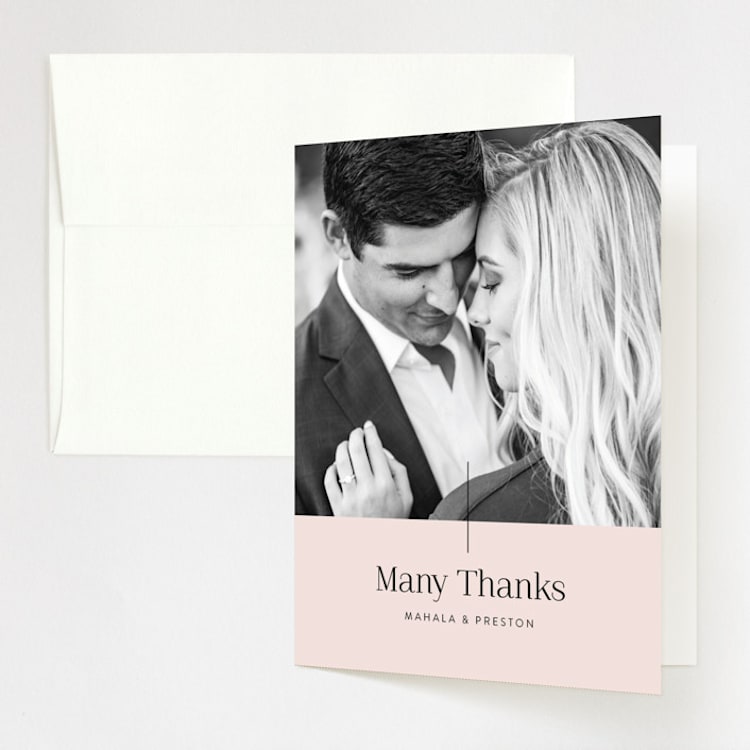 "The Ace" - Folded Wedding Thank You Cards in Petal by Rochelle Renee - Front