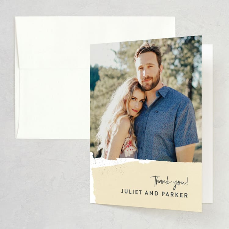 "Collage" - Folded Wedding Thank You Cards in Golden Rod by Ann Gardner - Front