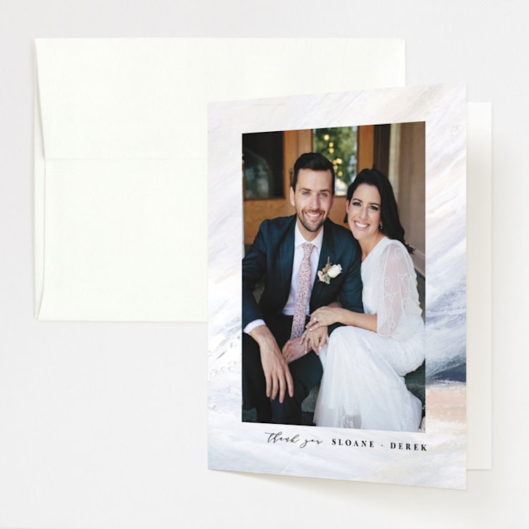 "wishful" - Folded Wedding Thank You Cards in Tide by Kate Ahn - Front