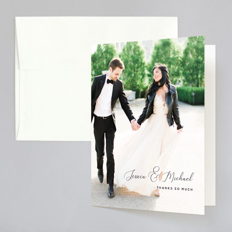 "Right Side" - Folded Wedding Thank You Cards in Blackberry by Susan Brown - Front