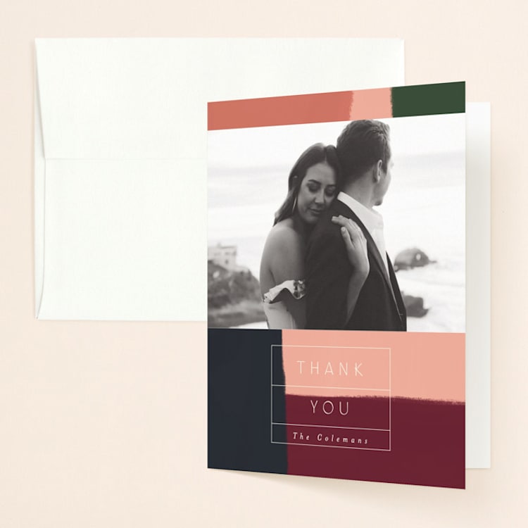 "Harmony" - Folded Wedding Thank You Cards in Noir by Nazia Hyder - Front