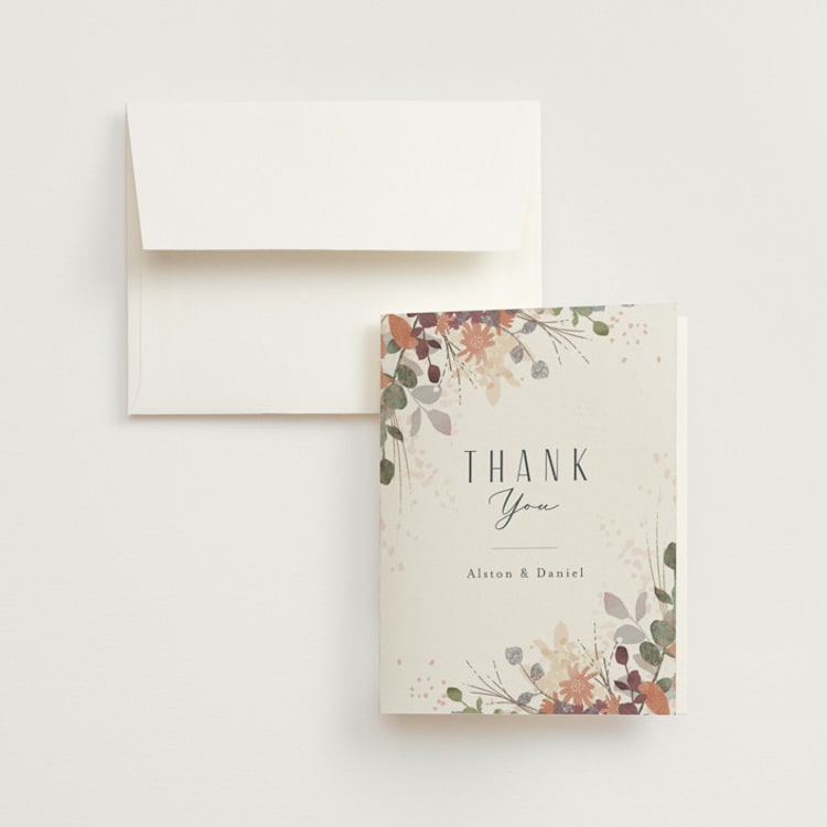 "Golden Hour" - Folded Wedding Thank You Cards in Water Lily by Jennifer Wick - Front