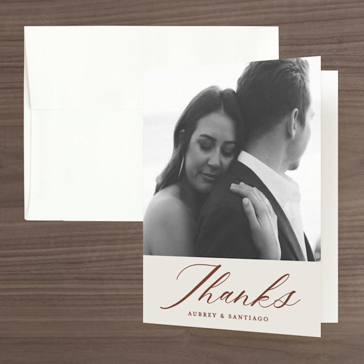 "Streamlined" - Folded Wedding Thank You Cards in Nutmeg by Nicole Barreto - Front