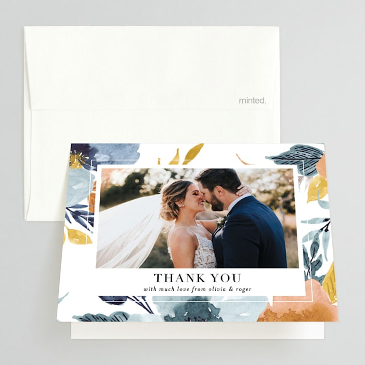"Daydream" - Folded Wedding Thank You Cards in Honey by Beth Schneider - Front