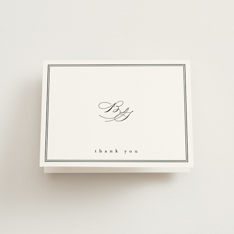 "Overlapping" - Folded Wedding Thank You Cards in Noir by Amy Kross - Front