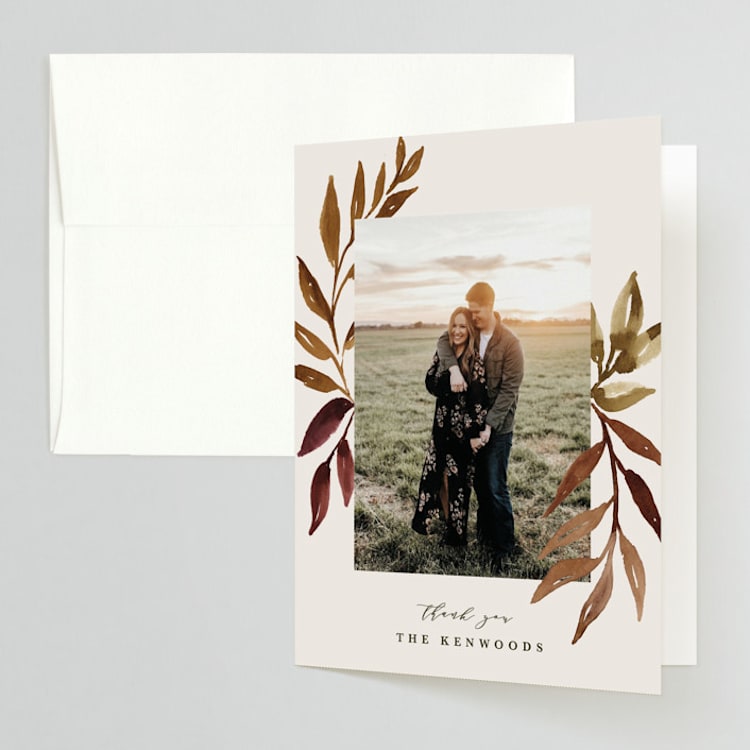 "botanical portrait" - Folded Wedding Thank You Cards in Leather by Kate Ahn - Front