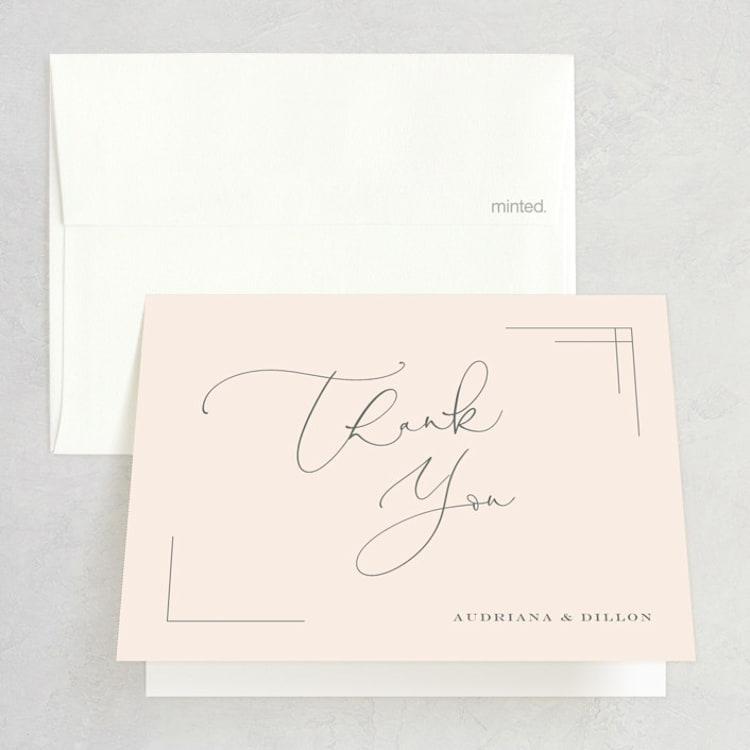 "EverAfter" - Folded Wedding Thank You Cards in Petal by Rochelle Renee - Front