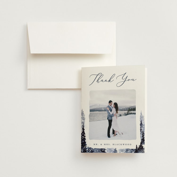 "Let It Snow" - Folded Wedding Thank You Cards in Celestial by Anastasia Makarova - Front