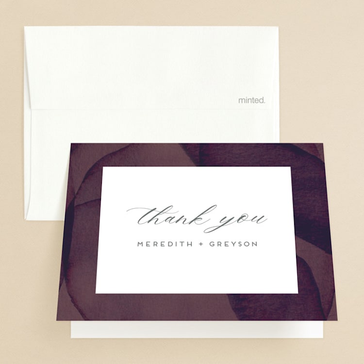 "Petalis" - Folded Wedding Thank You Cards in Velvet by Christie Garcia - Front