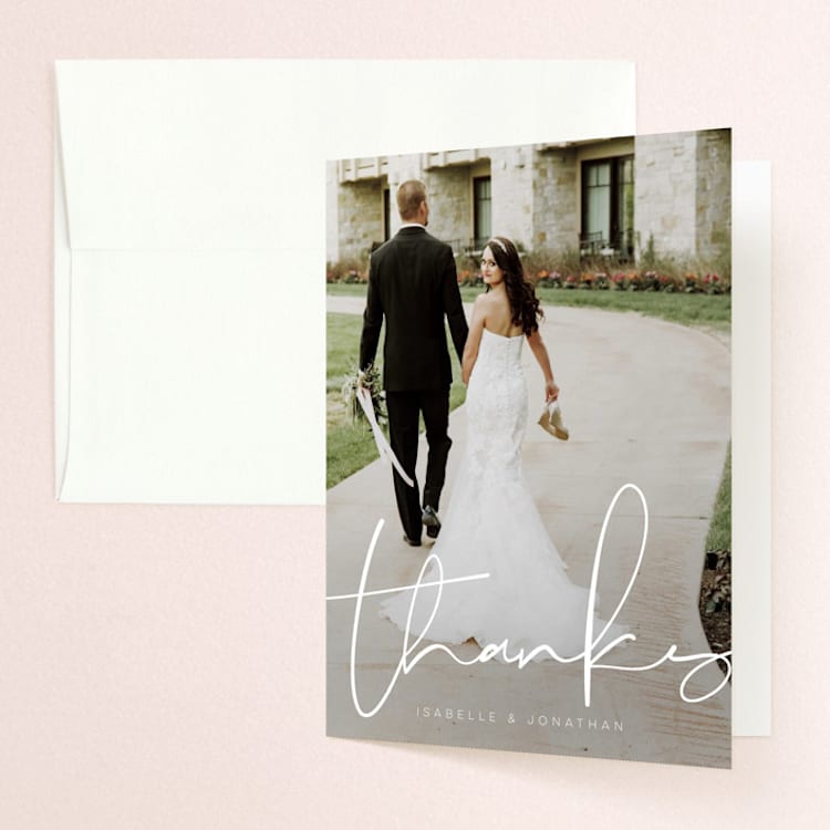 "Mystique" - Folded Wedding Thank You Cards in Ocean by Lisa McLean - Front