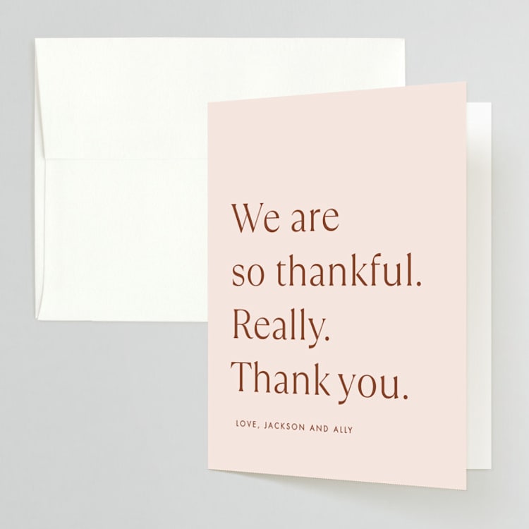 "There Will Be a Party" - Folded Wedding Thank You Cards in Terra Cotta by Amy Payne - Front