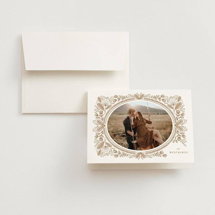 "Charmed" - Folded Wedding Thank You Cards in Honey by Jen Owens - Front