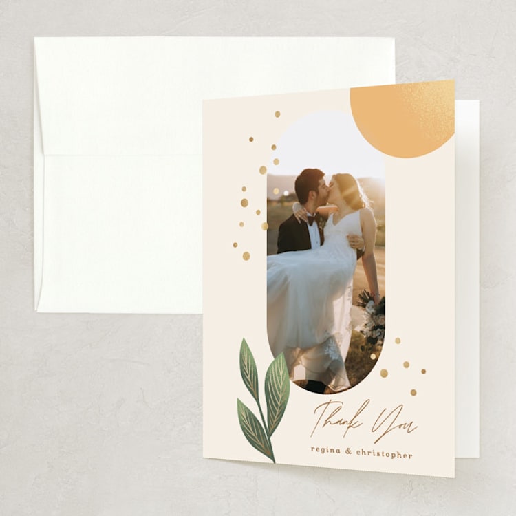 "Essence" - Folded Wedding Thank You Cards in Ivory by Laura Bolter - Front