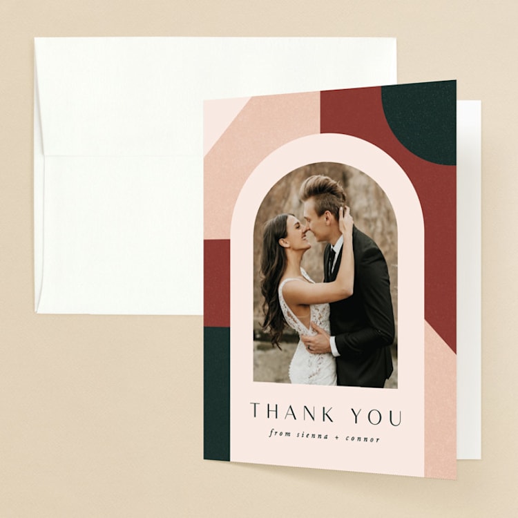 "archway" - Folded Wedding Thank You Cards in Forest by Jen Banks - Front