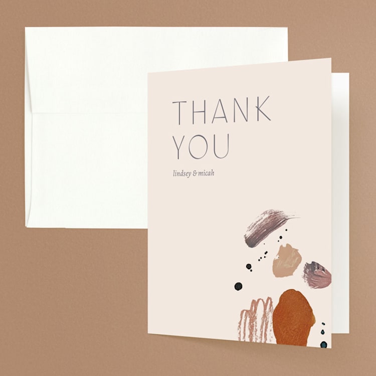 "Painted Sands" - Folded Wedding Thank You Cards in Terracotta by Chelsea Petaja - Front