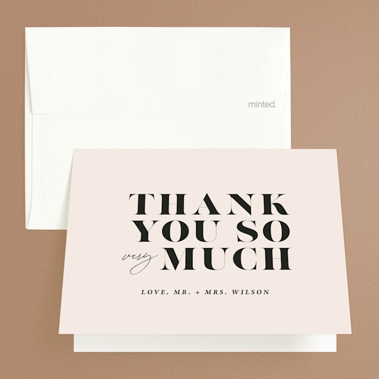 "finally" - Folded Wedding Thank You Cards in Ivory by Up Up Creative - Front