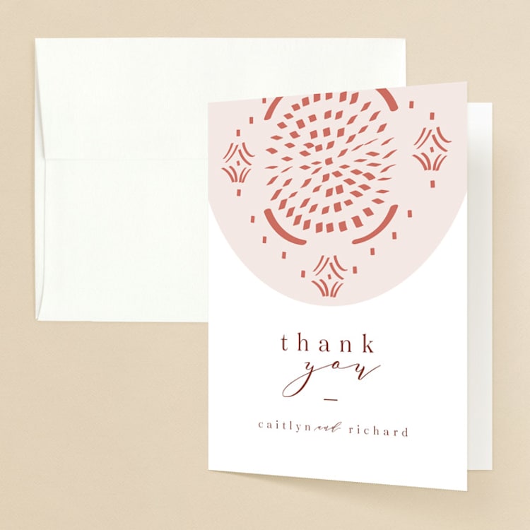 "Terracotta" - Folded Wedding Thank You Cards in Rust by Kanika Mathur - Front