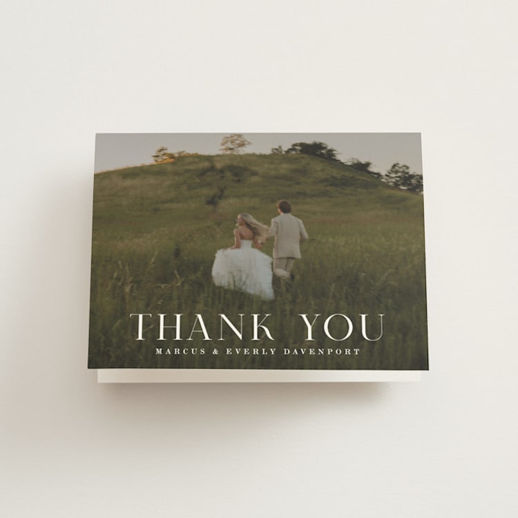 "Everly" - Folded Wedding Thank You Cards in Snow by Hooray Creative - Front
