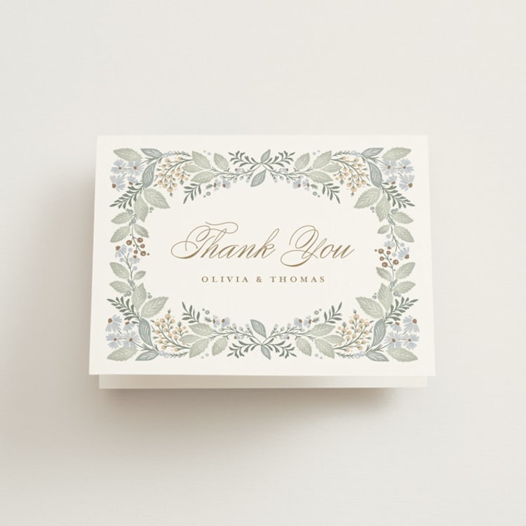 "Wild Flora" - Folded Wedding Thank You Cards in Meadow by Kristen Smith - Front