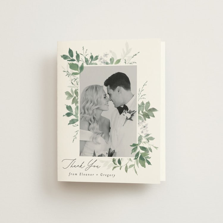 "Grove" - Folded Wedding Thank You Cards in Fern by Everett Paper Goods - Front