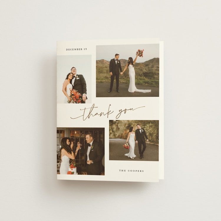 "minimal holiday gallery" - Foil-Pressed Folded Wedding Thank You Cards in Snow by Sarah Curry - Front