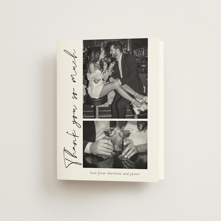 "ink pen" - Foil-Pressed Folded Wedding Thank You Cards in Onyx by Sarah Curry - Front