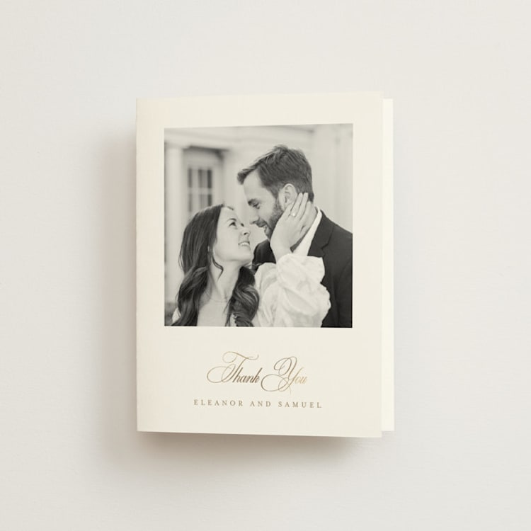"Gold Crest" - Foil-Pressed Folded Wedding Thank You Cards in Ivory by Mansi Verma - Front