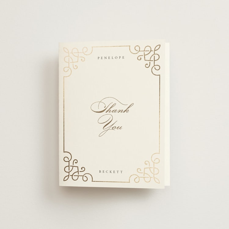 "Intertwined" - Foil-Pressed Folded Wedding Thank You Cards in Pearl by Janean Hinger - Front
