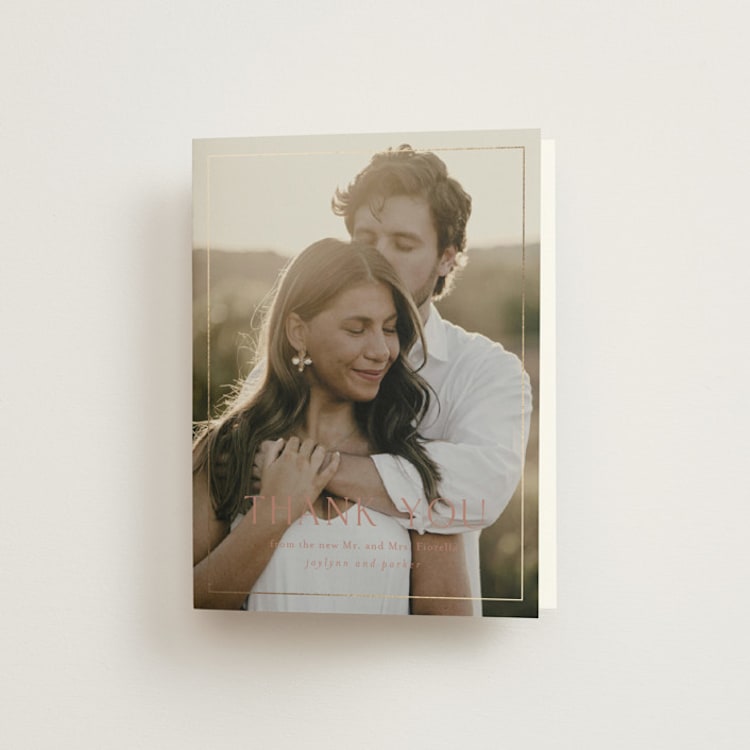 "Warm affection" - Foil-Pressed Folded Wedding Thank You Cards in Dusty Rose by Stacey Meacham - Front