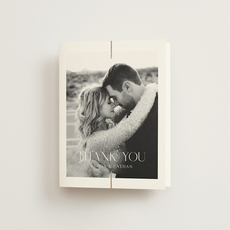 "Aligned" - Foil-Pressed Folded Wedding Thank You Cards in Spun Sugar by Jessica Williams - Front