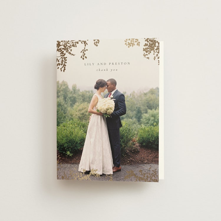 "forever and a day" - Foil-Pressed Folded Wedding Thank You Cards in Luxe Neutral by Design Lotus - Front