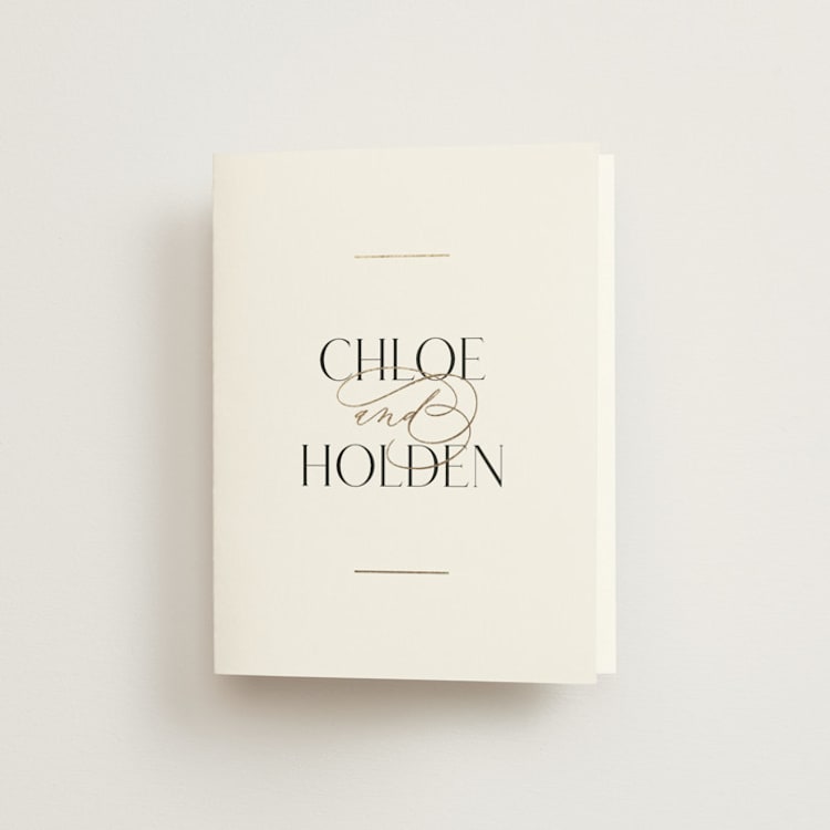 "Idyllic" - Foil-Pressed Folded Wedding Thank You Cards in Sugar by Jessica Williams - Front