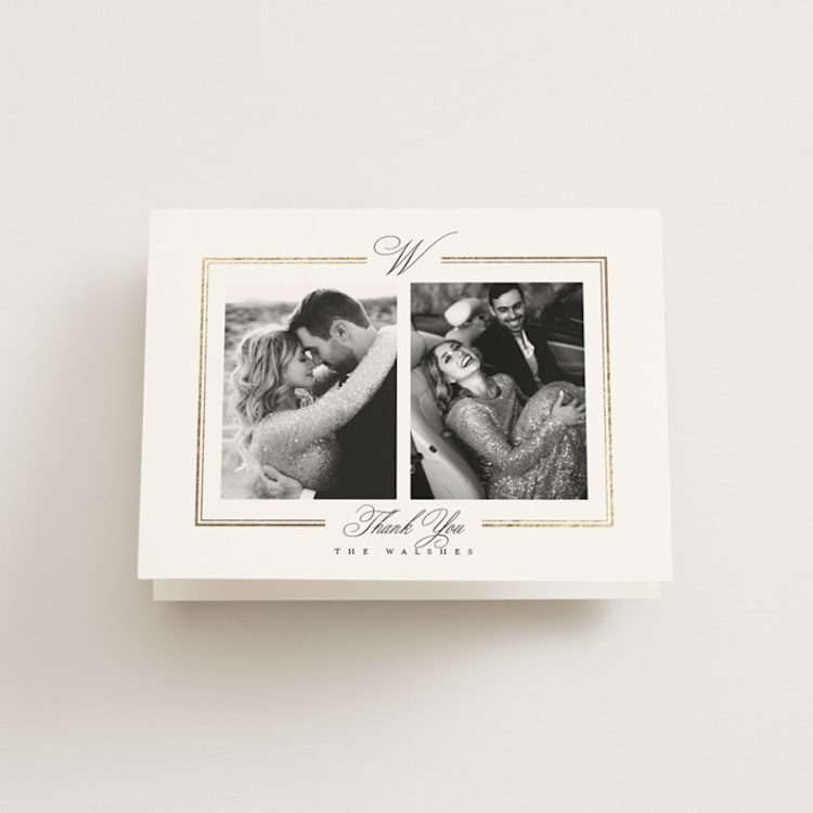 "Elegant Type" - Foil-Pressed Folded Wedding Thank You Cards in Pearl by Leah Bisch - Front
