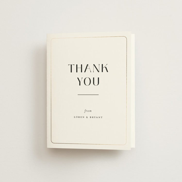 "Loren" - Foil-Pressed Folded Wedding Thank You Cards in Cotton by Christie Garcia - Front