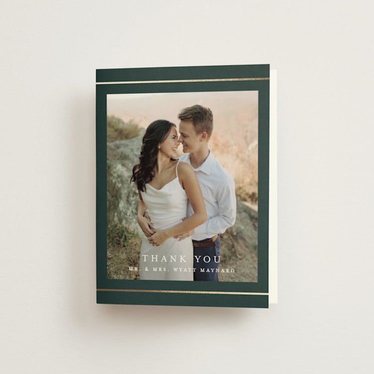 "Style and grace" - Foil-Pressed Folded Wedding Thank You Cards in Forest by Stacey Meacham - Front