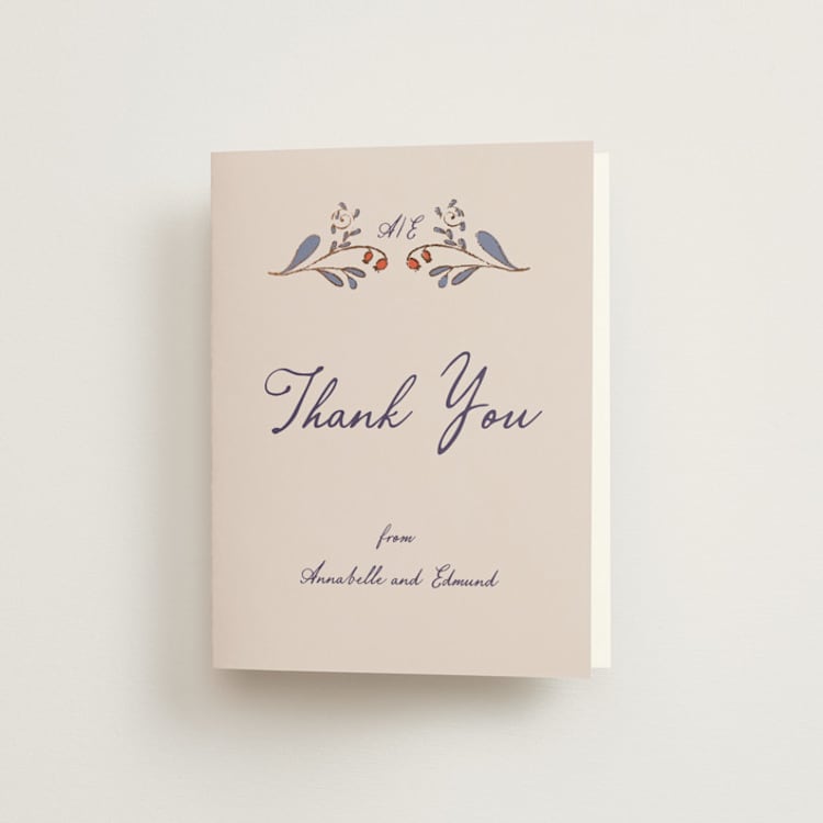 "Together in Bloom" - Foil-Pressed Folded Wedding Thank You Cards in Wisteria by Monika Konieczna - Front
