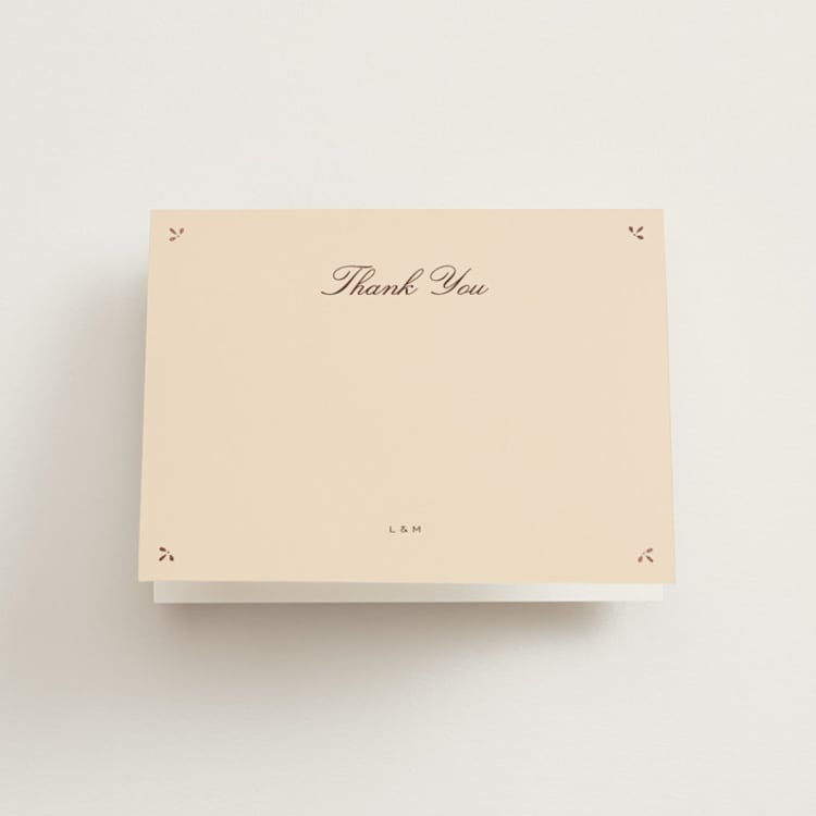 "Sweet Fancy" - Foil-Pressed Folded Wedding Thank You Cards in Coco by Ani Somi - Front