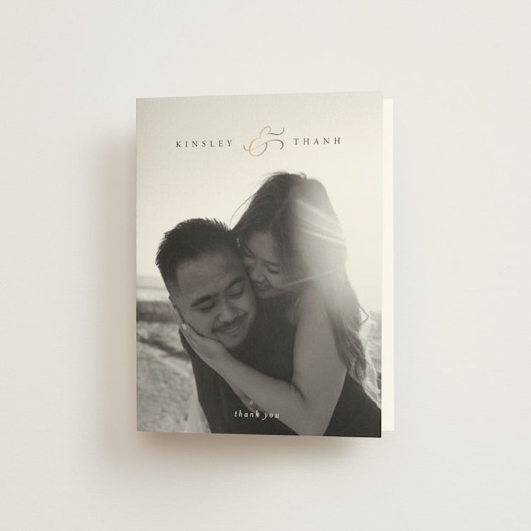 "You & Me" - Foil-Pressed Folded Wedding Thank You Cards in Classique by Design Lotus - Front