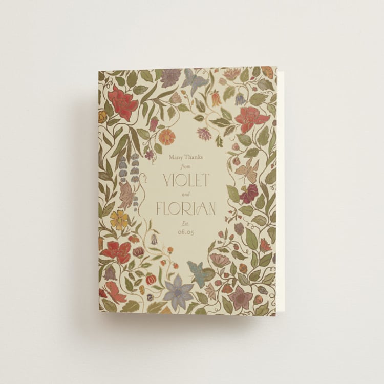 "Radiant Botany" - Foil-Pressed Folded Wedding Thank You Cards in Mint by Simona Camp - Front