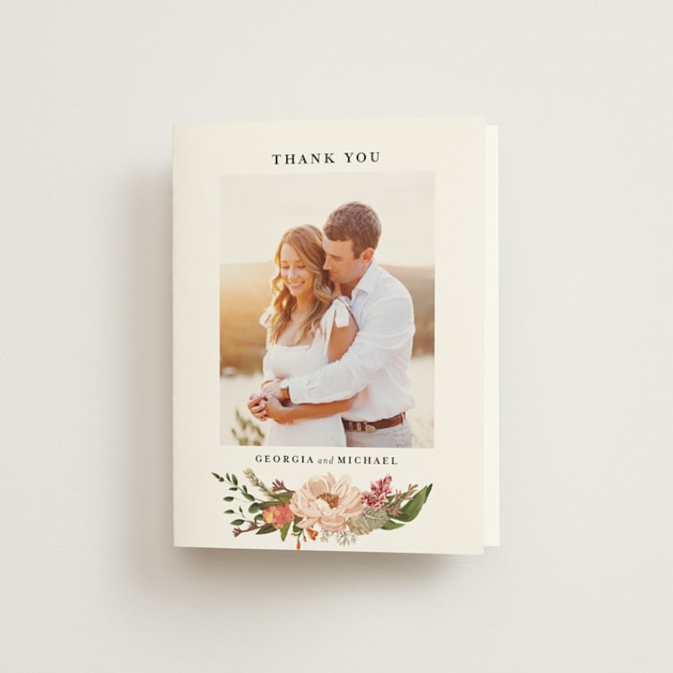 "Harmony" - Foil-Pressed Folded Wedding Thank You Cards in Summer by Susan Moyal - Front