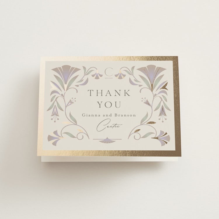 "Deco Nouveau" - Foil-Pressed Folded Wedding Thank You Cards in Vanilla by lori jacobs wemple - Front